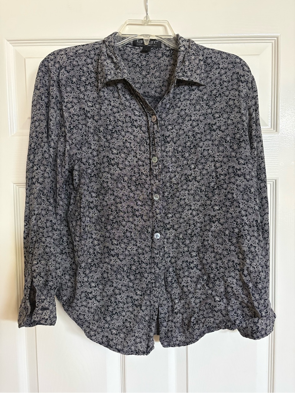 KAREN LANE Lifestyle Petites Button Up Blouse Small